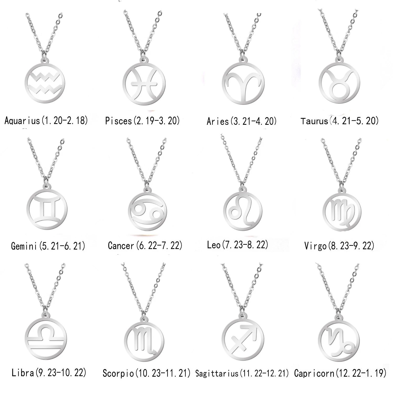 Cazador Zodiac Pendant Necklace for Women 12 Constellation Aries Pisces Gemini Chocher Stainless Steel Jewelry Gold Color Gifts