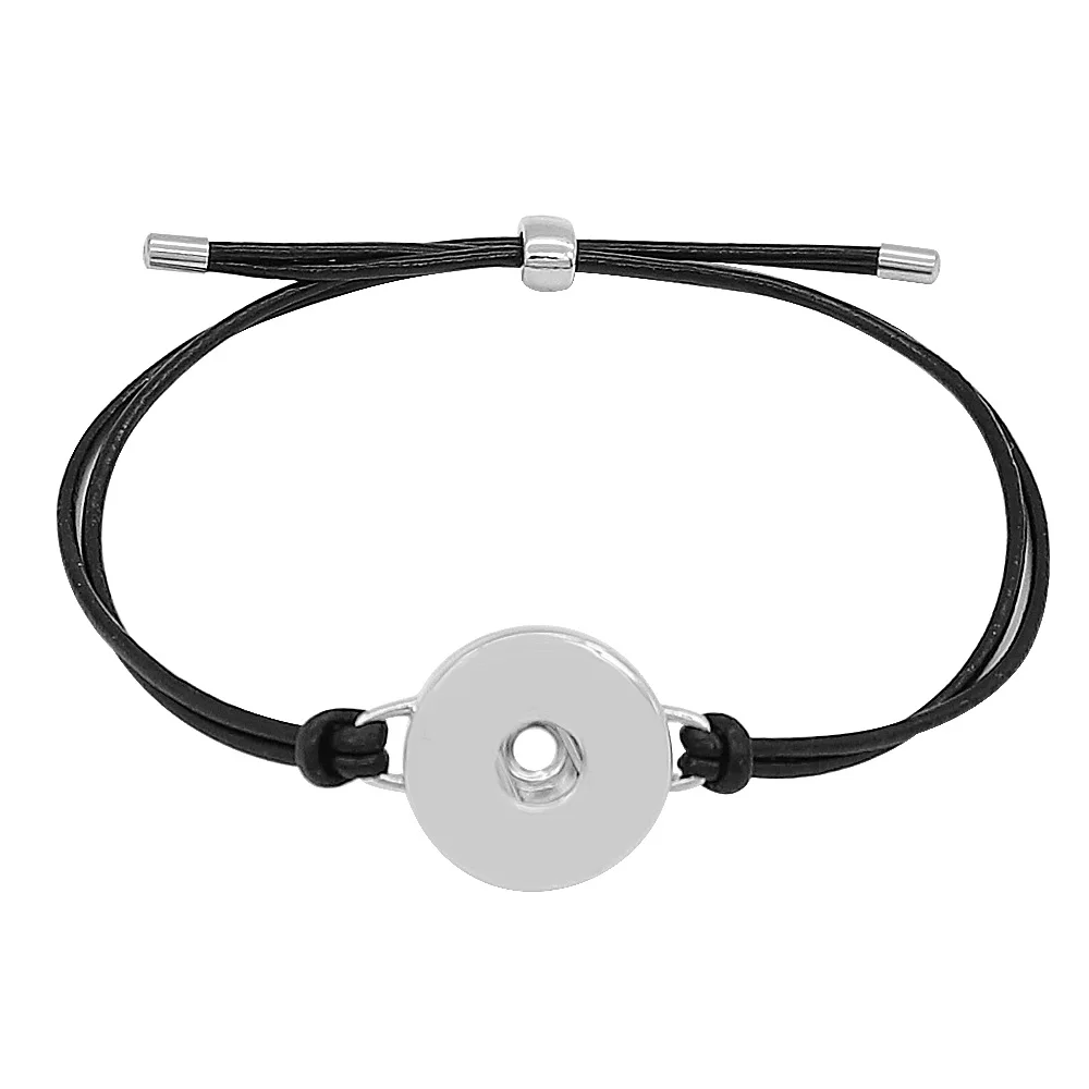 

2019 New Vintage Snap Jewelry double chain adjustable Leather Snap Button Bracelet for Women Men Fit 18mm Snap Buttons Jewelry