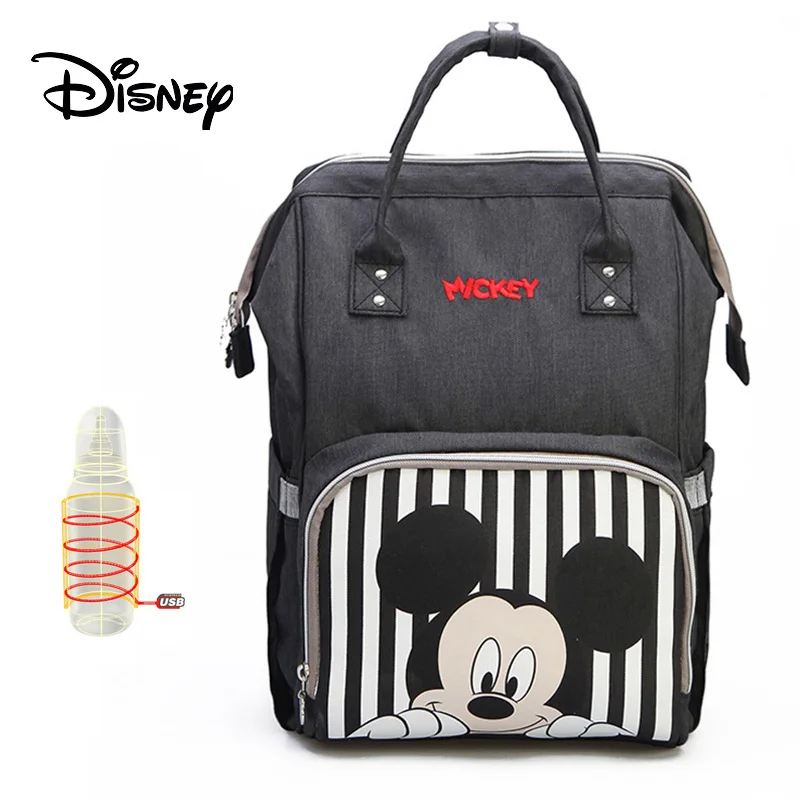 Disney Bottle Feeding Insulation Bags USB Oxford Cloth Nappy Stroller Bag Backpack Waterproof Bolsa Maternidade Diaper Bag