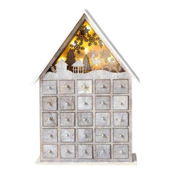 Calendario de Adviento de madera para Navidad, decoración de Cuenta atrás con cajones, adorno de luz LED para adultos y niños