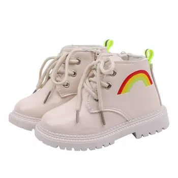 

2020 New children's Martin boots with rainbow low tube comfortable zipper rubber sole boots for boys and girls in size 21 to 30