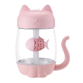 

3 in 1 350ML USB Cat Air Humidifier Ultrasonic Adorable Mini Humidifier With LED Light Mini USB Fan for Home office