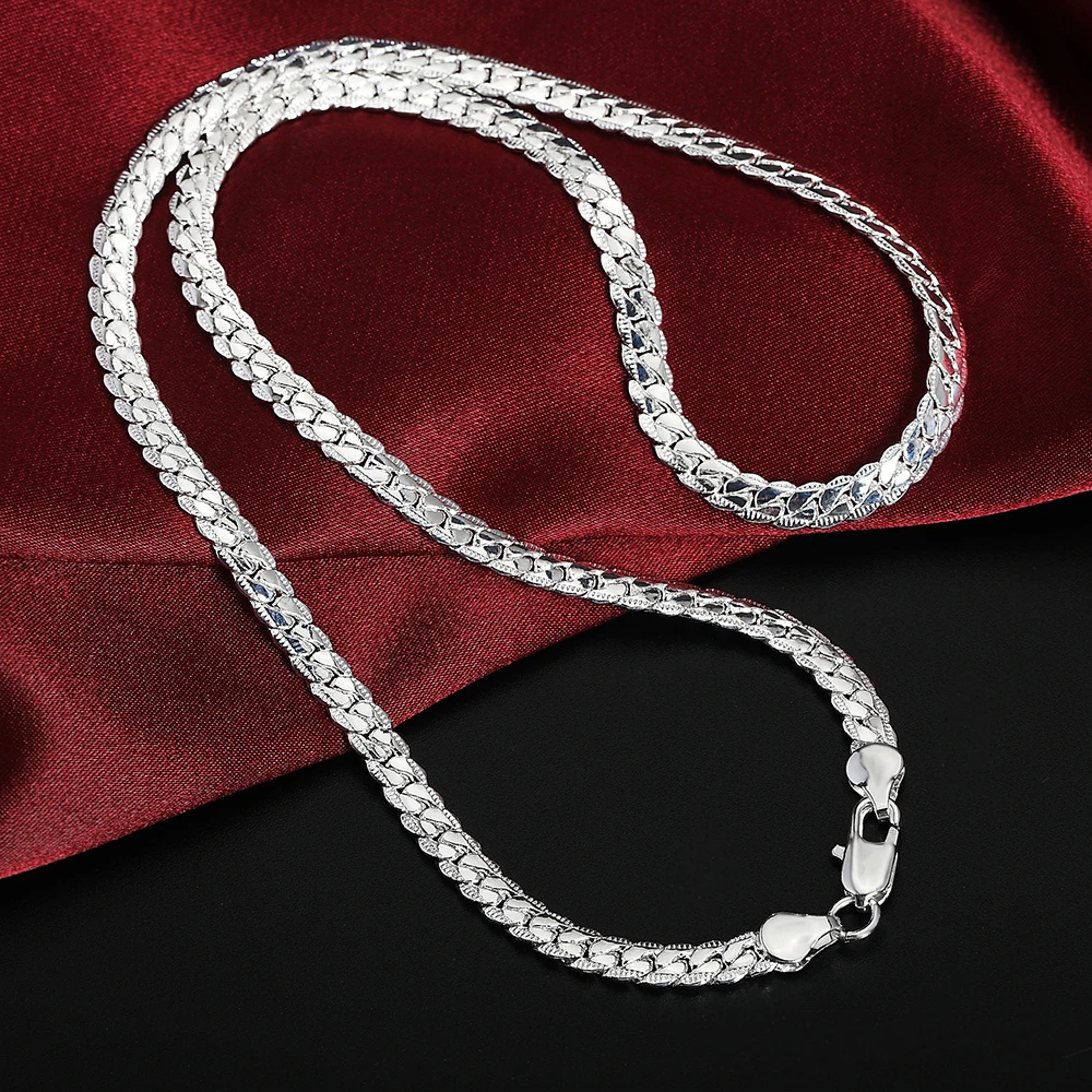 Collar de plata de ley 925 de gran oferta para hombre y mujer, de 5mm, cadena de 20 pulgadas y 50cm, joyería de compromiso de boda