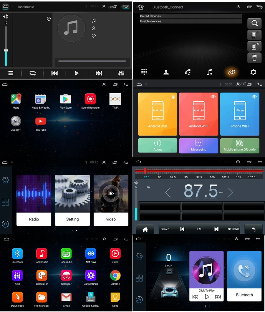  Ultra-thin 2DIN Universal Android 9.1 Car navigation 9