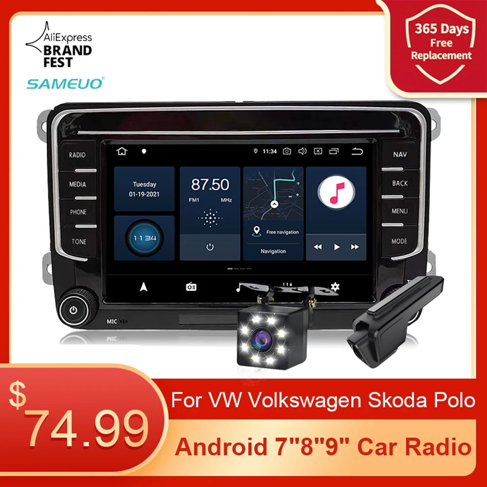 Автомагнитола Sameuo мультимедийный плеер на Android 10 с GPS для VW Passat B6 touran volkswagen Skoda Octavia