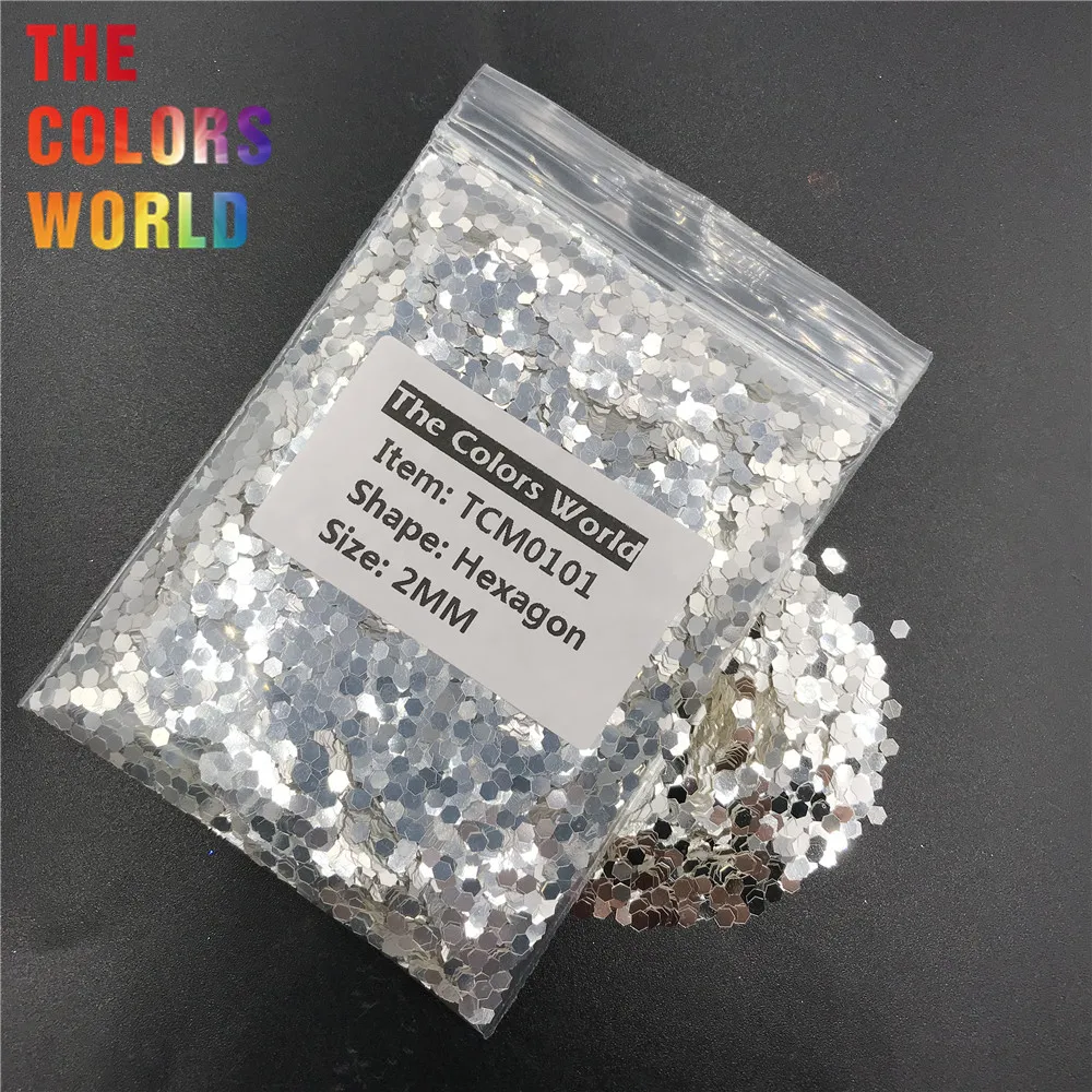 Preise TCM0101 Sterling Silber Farbe Metallic Glanz Hexagon Form Nagel Glitter Nail art Dekoration Make Up Körper Glitter Handarbeit DIY