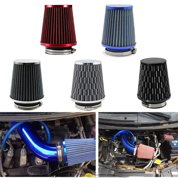Universal Car Air Filter 76mm 3 Inch High Flow Car Cold Air Intake Filter Aluminum Non-woven Fabric Rustproof Air Intake Hose universal car air filter 76mm 3in cone shaped high flow cold air intake mesh filter black mushroom head motorbike cleaner new