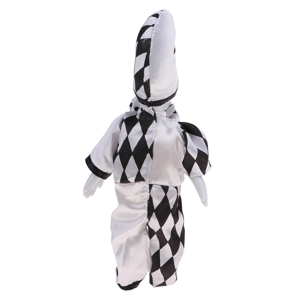 25cm 10inch Funny Porcelain Standing Clown Man Doll in Black & White Costume Home Decor