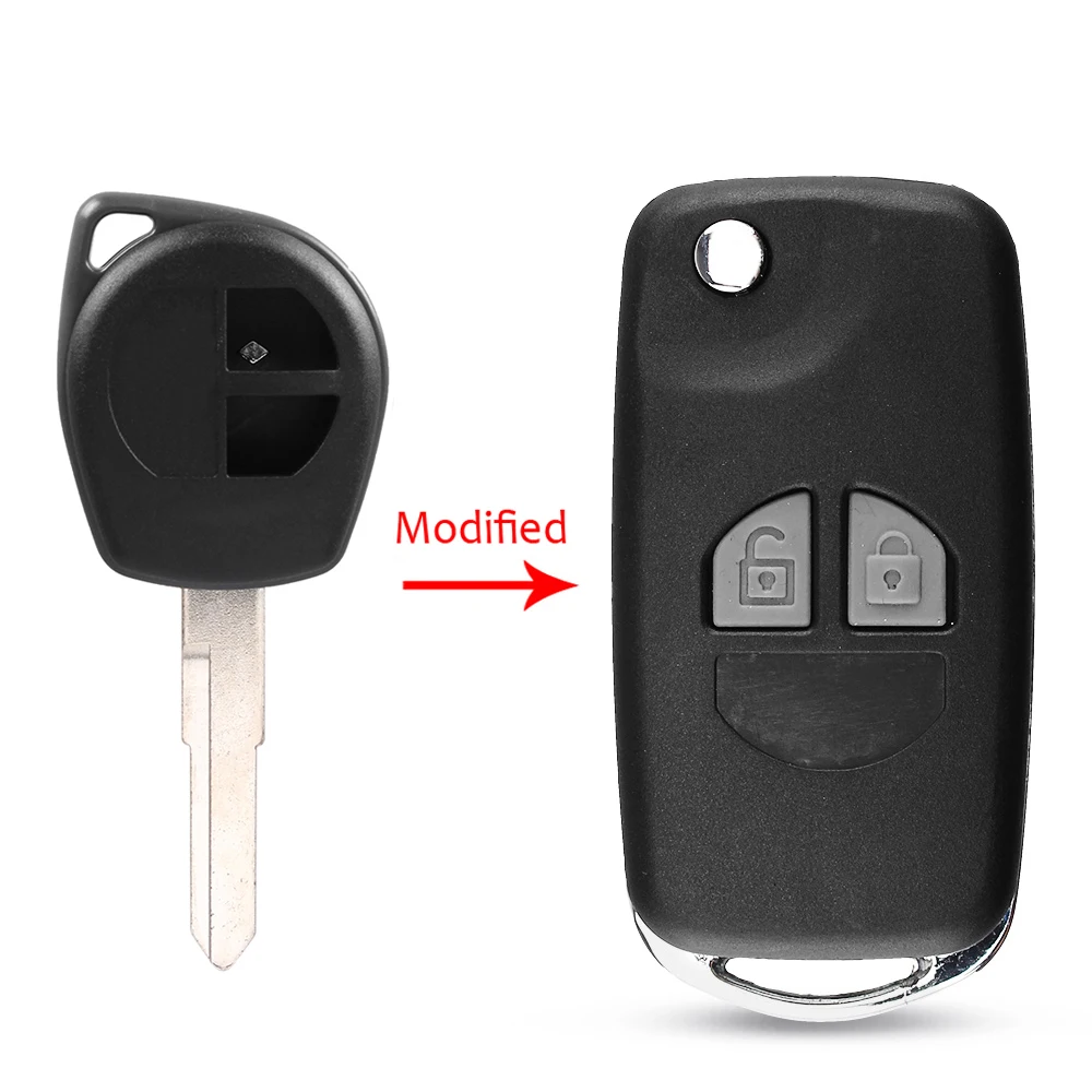 KEYYOU 2 кнопки Модифицированная Замена дистанционного ключа автомобиля оболочки для Suzuki SX4 Swift Grand Vitara HU133R/TOY43 лезвие резиновый кнопочный коврик - Цвет: Modified TOY47