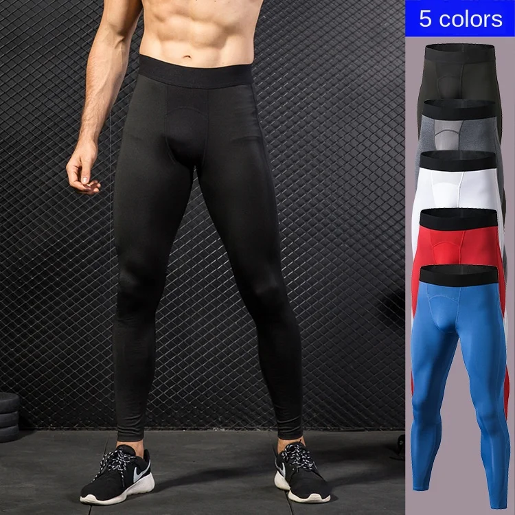 

Men's Professional Gymnastics Pants Tight Training Fitness Running Mesh Stitching Quick-Dry Stretch Pants 1040