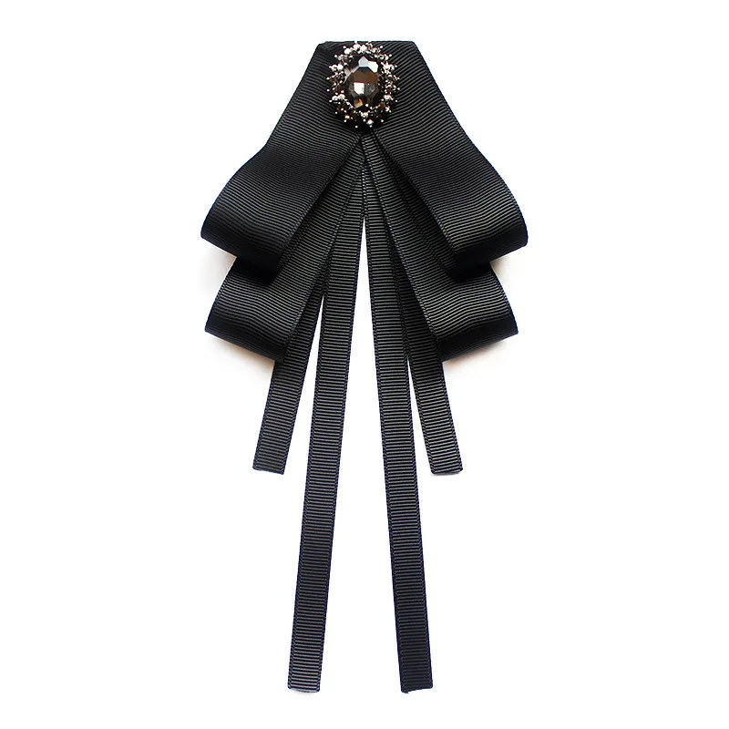Handmade Bow Tie Женская рубашка с воротником и бантом, украшенная стразами, для свадьбы, бизнеса, Рождества, галстук для девочки, Униформа, лента, галстук-бабочка - Цвет: Handmade Bow Tie
