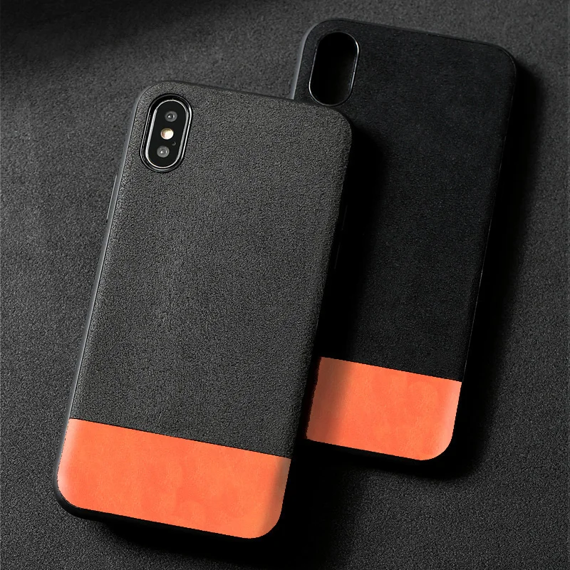 

Phone Case For iPhone 6 6s 7 8 Plus for X Xs Xr Max Case Suede Stiting Oil wax skin Back Cover