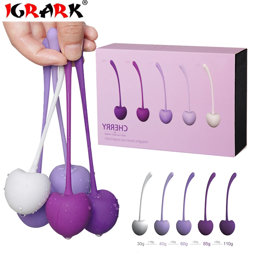 5pcs/set Smart Kegel Balls Vaginal Tighting Exercise Kit Cherry Bolas Chinas Vaginal Ben Wa Balls Vibrators Sex Toys For Woman Kegel Balls
