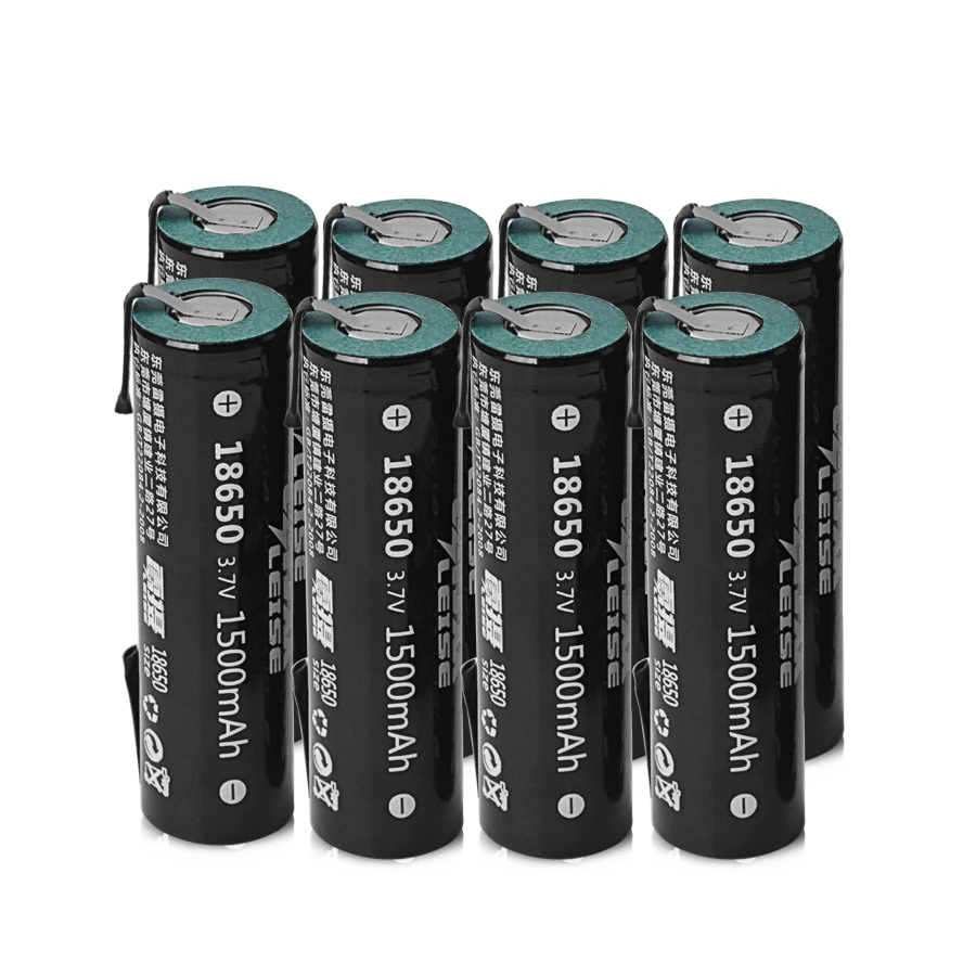 Leise 18650 1500 mah 3,7 V литий-ионная аккумуляторная батарея с сваркой никель листовые батареи для DIY power Bank - Цвет: 8pcs