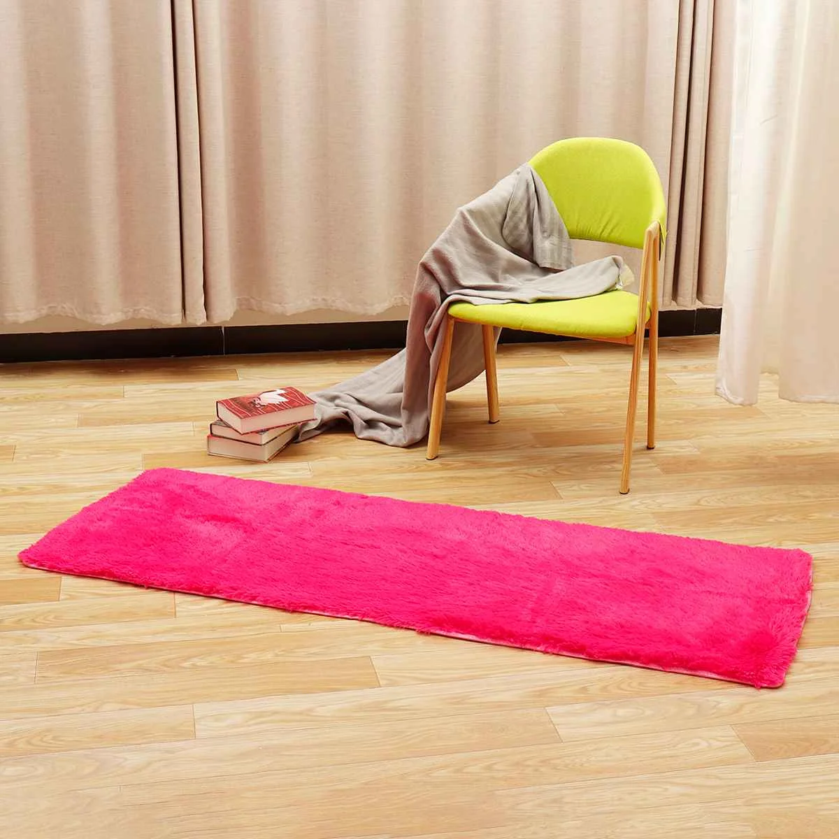 Rose Red 60x160cm Thickened Square Floor Mat Cover Anti-skid Shaggy Area Yoga Rug Home Living Room Bedroom Table Carpet Blanket Mat Long - Цвет: Rose Red