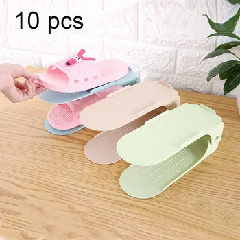 

10pcs Durable Adjustable Shoe Case Shoes Storage Footwear Support Slot Space Saving Cabinet Closet Stand Shoe Rack Shoebox