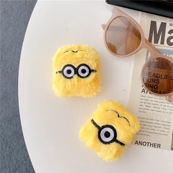 

Cute Cartoon big eyes winter plush Headphone Earphone silicone soft case for airpods 1 2 Wireless charging Headset cover