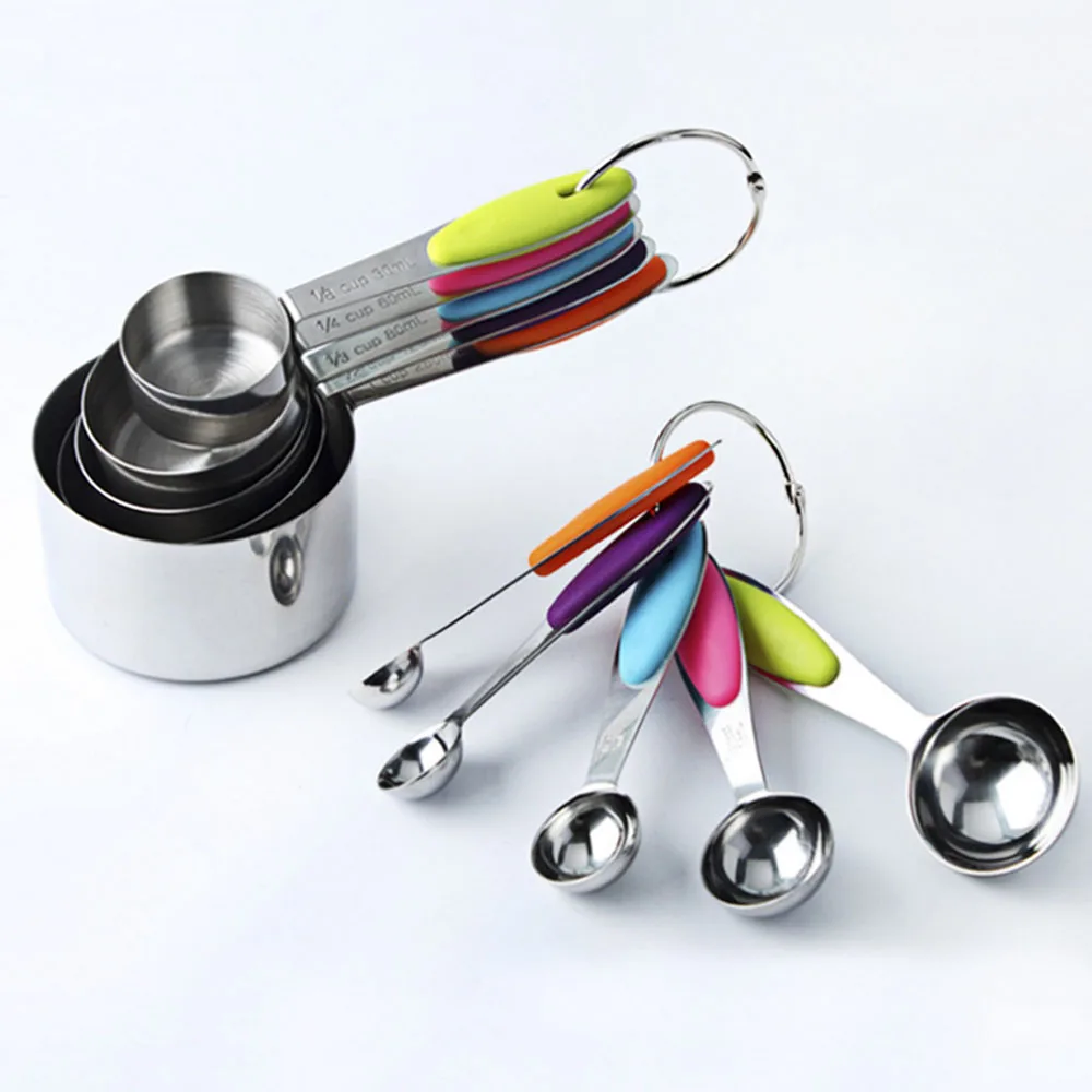 

10PCS/set Stainless Steel Measuring Cups Measuring Spoons Set Measuring Cup Spoon for Baking Tea Coffee Kitchen Measuring Tools