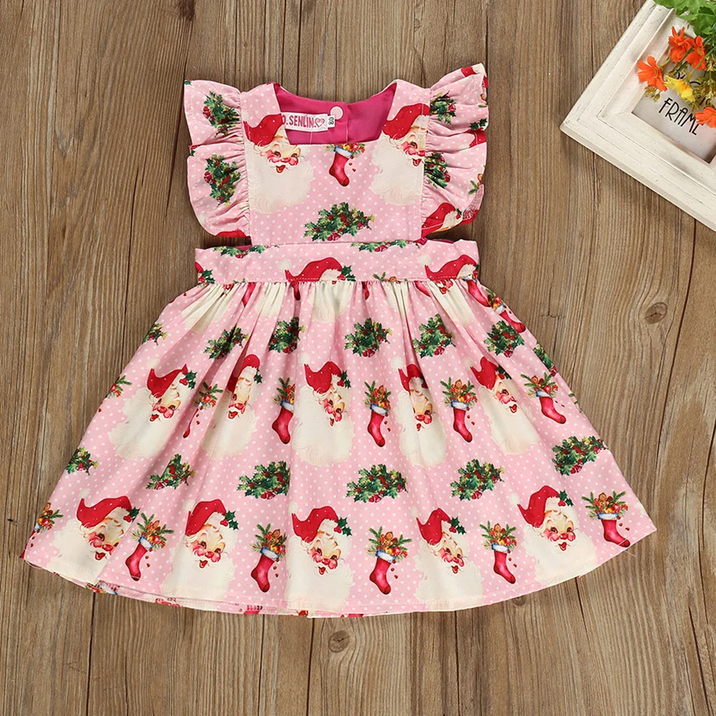 Платье; платье для девочек; vestidos; Детские платья для девочек; vestido infantil; платье; vestido robe Santa; рождественское платье с короткими рукавами и рисунком; Z4