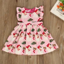 Платье; платье для девочек; vestidos; Детские платья для девочек; vestido infantil; платье; vestido robe Santa; рождественское платье с короткими рукавами и рисунком; Z4