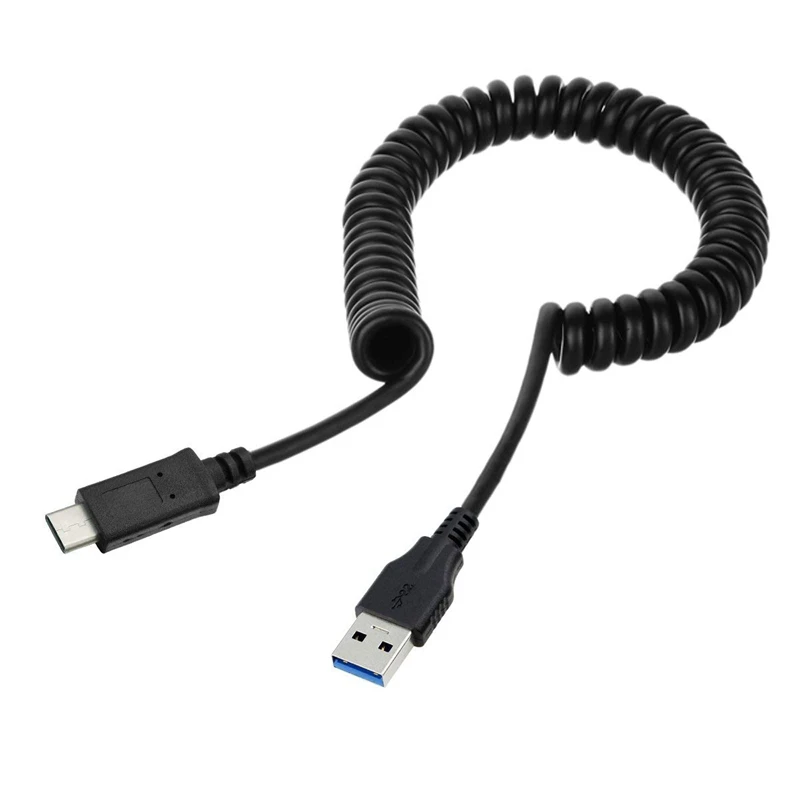 Abkk-растягивающийся USB-C USB 3 1 type C к 0 A Мужской кабель для зарядки данных планшета