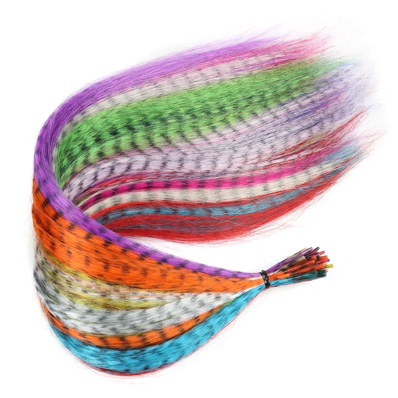 Synthetic Fake Feathers for Hair Extension Colored Strands of Hair Synthetic High Temperature Rainbow False Accessories for hair extensions