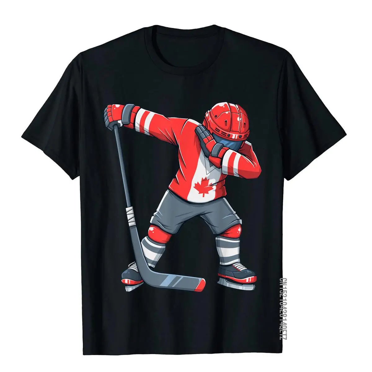 Funny Boy Kid Ice Hockey Apparel Dabbing Player Canada Flag T-Shirt__B12388black
