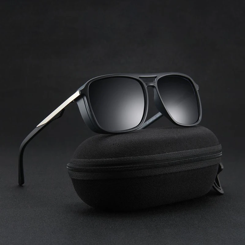 

PARZIN Square Polarized Sunglasses for Men Metal Frame Retro Sunglasses Spring Hinge Driving Sun Glasses Male Gafas De Sol