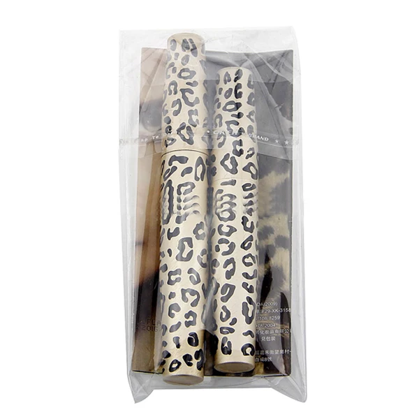 opp bag Леопардовая бархатная плотная Удлиняющая Тушь для ресниц 3D uniqued FIBER LASHES водонепроницаемый гель для трансплантации натуральный макияж косметика набор - Цвет: opp bag