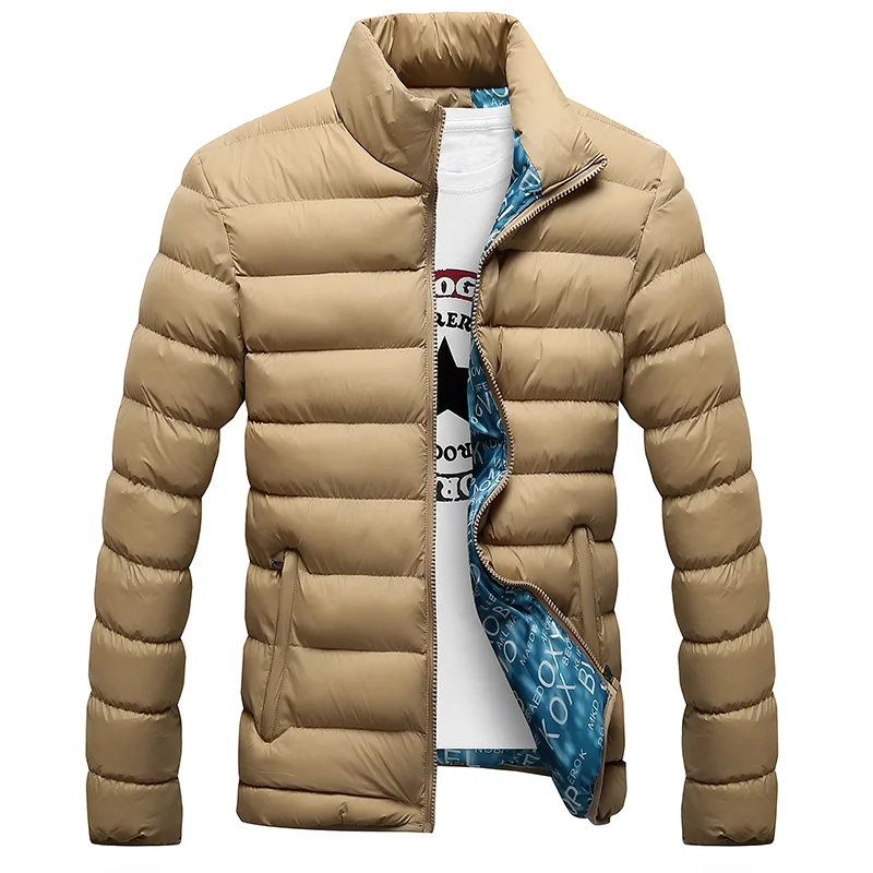 Зимняя теплая спортивная куртка для мужчин, Повседневная Верхняя одежда на молнии, однотонное спортивное пальто для спортзала, плотная одежда для тренировок, верхняя одежда - Цвет: Khaki
