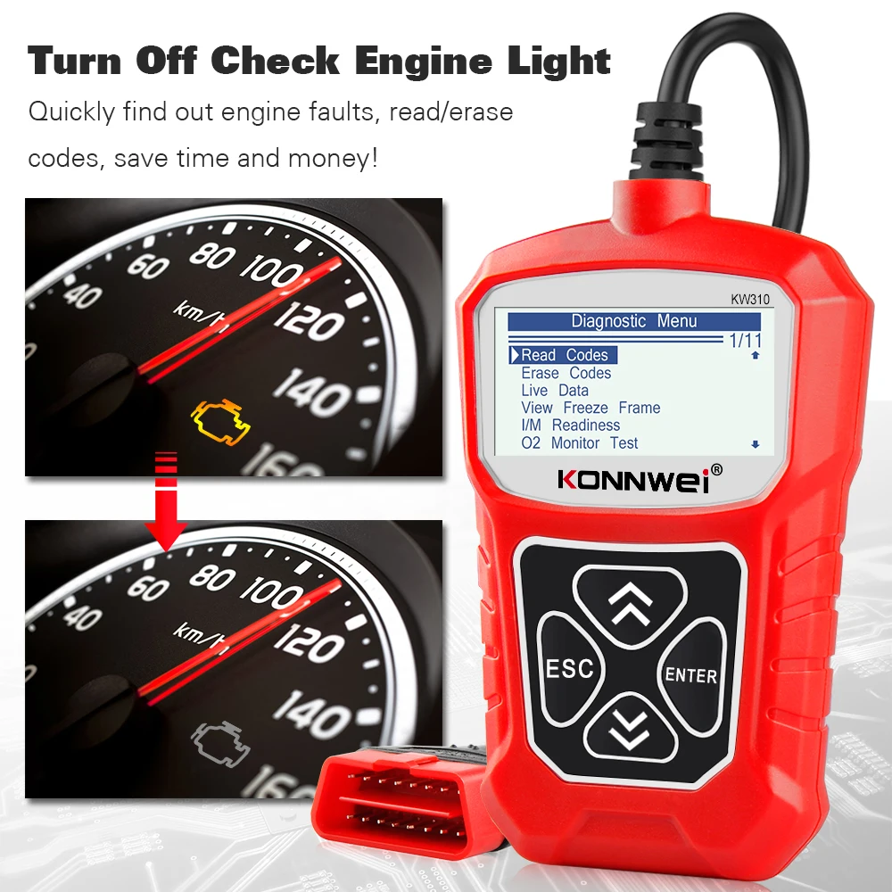 £11.41 Konnwei Kw310 Obd2 Scanner Automotive Scanner For Car Code Reader