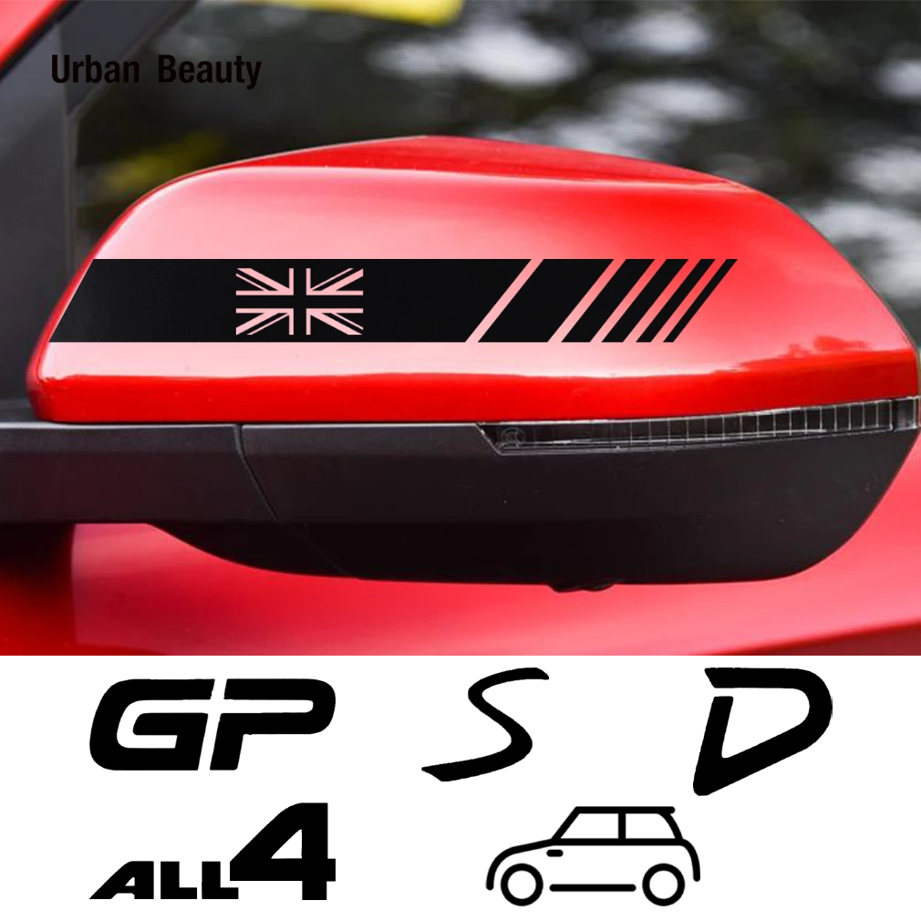 2PCS Car Rearview Mirror Stickers Vinyl Film Decals For Mini Cooper JCW