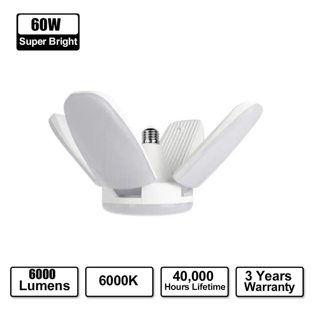

E27 Fan Blade LED Light Bulb 45W 60W LED Folding AC85-265V Adjustable Ceiling Lamp Home Energy Saving Lights