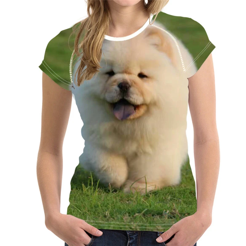

Cute Dog Chow Chow Dog Pattern Cute Animal Women T-shirt Casual T Shirt for Girls Breathable Tops&Tees Female Short Sleeves