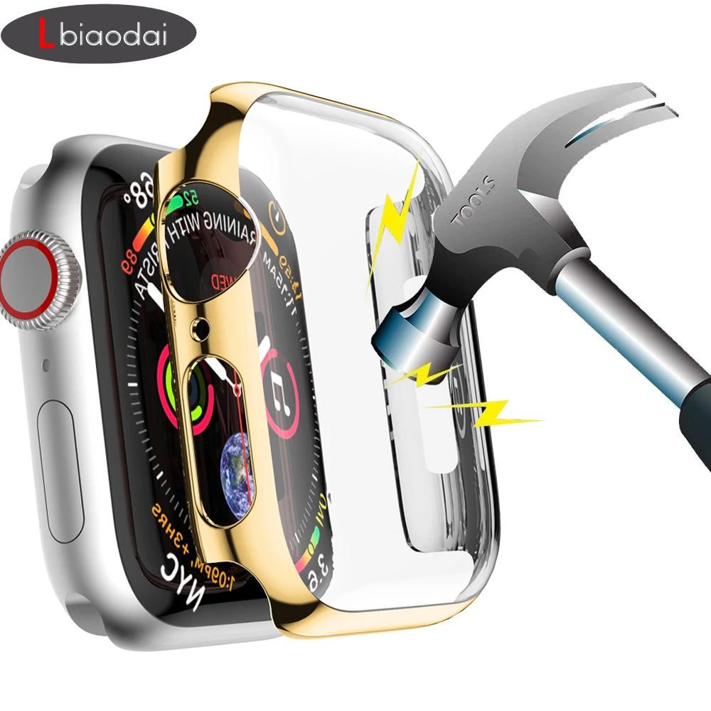 

Protective Case For Apple Watch 4 5 iwatch band 42mm 38mm 44mm 40mm bumper Cover screen protector PC plating waterproof Shell