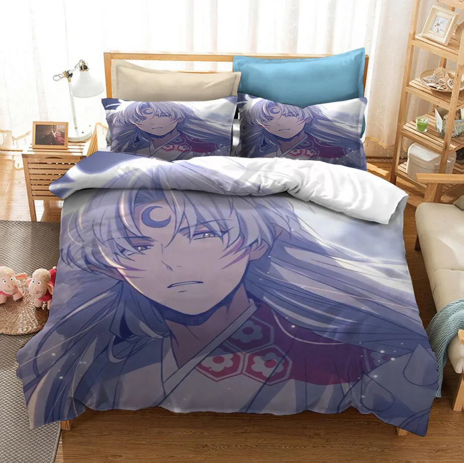 Anime Funny Figure Inuyasha 3D Printed Bedding Set Duvet Covers Queen King Size Pillowcases Comforter Bedclothes Bed Linen