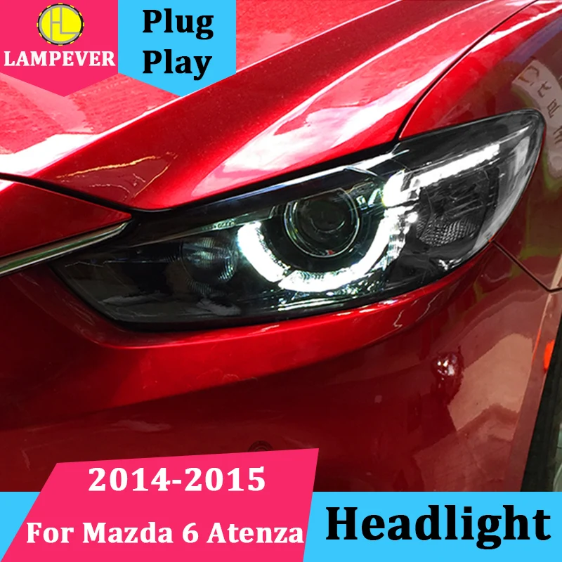 Lampever Стайлинг головная лампа для MAZDA 6 фары на MAZDA 6 Atenza светодиодный фонарь Devil Eyes DRL Bi-Xenon объектив HID автомобильные аксессуары