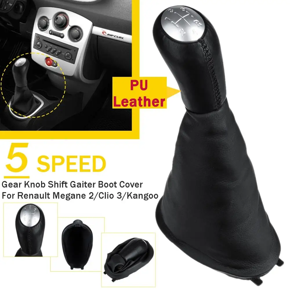 Ручка переключения рулевого механизма автомобиля для Renault Clio II III 2/3 Megane II 2 Scenic II 2 Kangoo 2009 матовый блесек для губ Кепки с Пылезащитный чехол из искусственной кожи - Название цвета: 5 speed matt b1
