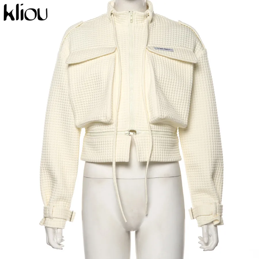 Kliou индивидуальное большое клетчатое стеганое однотонное модное верхнее пальто осенне-зимняя теплая Повседневная Уличная куртка