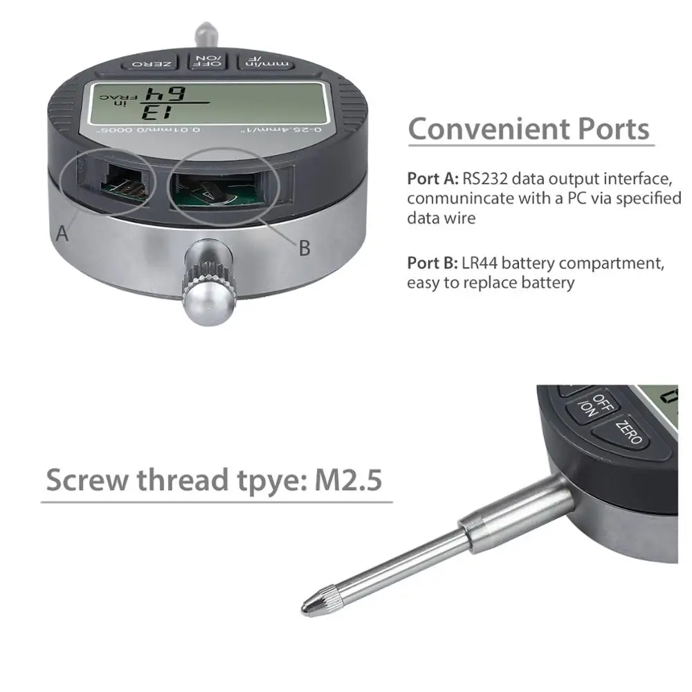 Neoteck DTI Индикатор цифрового набора с фракциями/дюйм/метрический цифровой термометр индикатор винт, болт, гайка 0-25,4 мм/1 ''индикатор циферблата