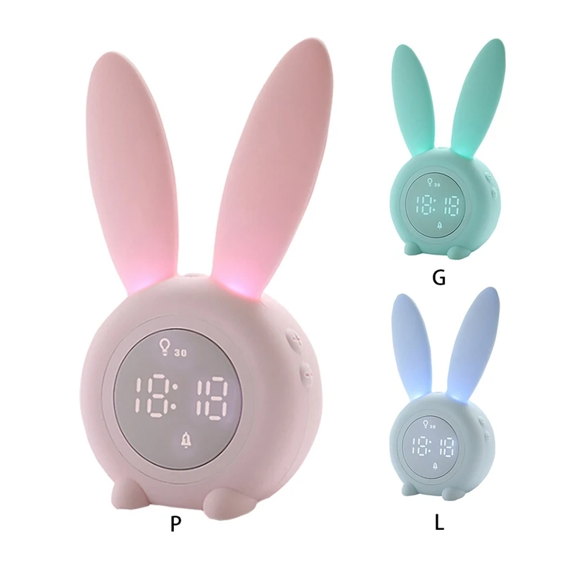 

Children's Sleep Trainer Clock for Kids Sleep Timer Bunny Kids Alarm Clock with Digital Thermometer Touch Control and Snoozing