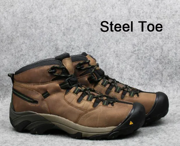 

Men outdoor hiking shoes mens cowhide genuine leather steel toe anti-hit waterproof off-road walking trekking shoes mens travel sneakers