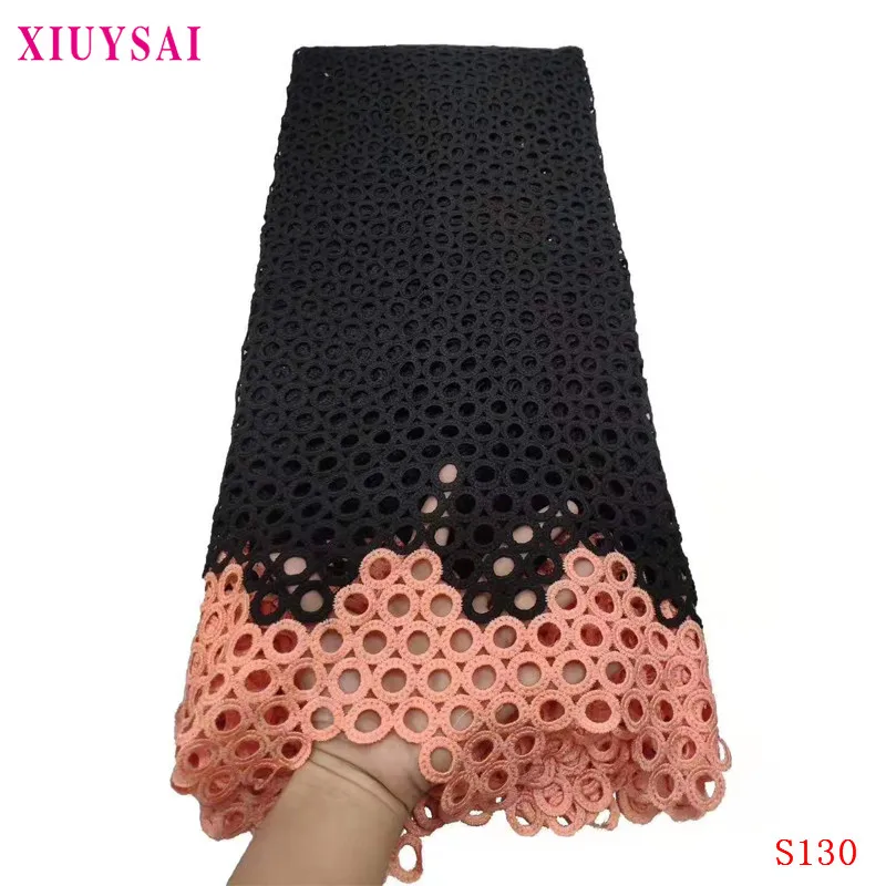 

African Lace Fabric 2020 black Guipure Lace Embroiderey African Cord Lace Fabric High Quality Nigeria Lace Fabric For Wedding
