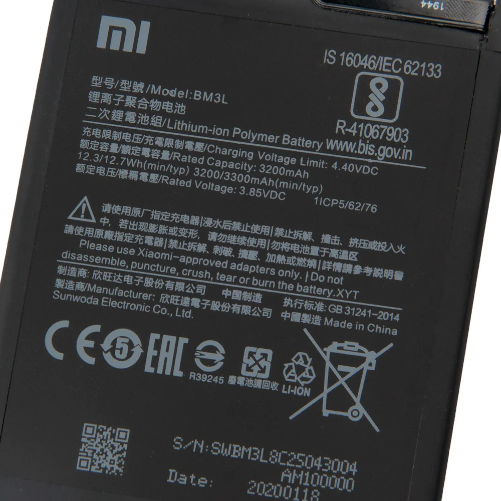 Оригинальный запасной аккумулятор Xiao Mi BM3L для Xiaomi 9 MI9 M9 MI Подлинная