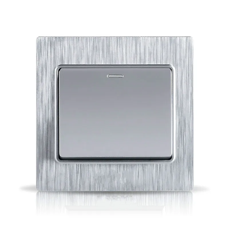 

Switch socket light brushed silver 1 single switch panel silver one single control fluorescent switch