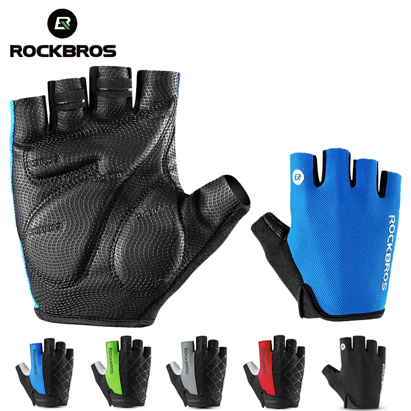 ROCKBROS Half Finger Cycling Gloves Breathable Shockproof MTB Mountain Bike Gloves Mens Outdoor Bicycle Riding Mittens sports half finger gloves,cycling gloves,sport gloves