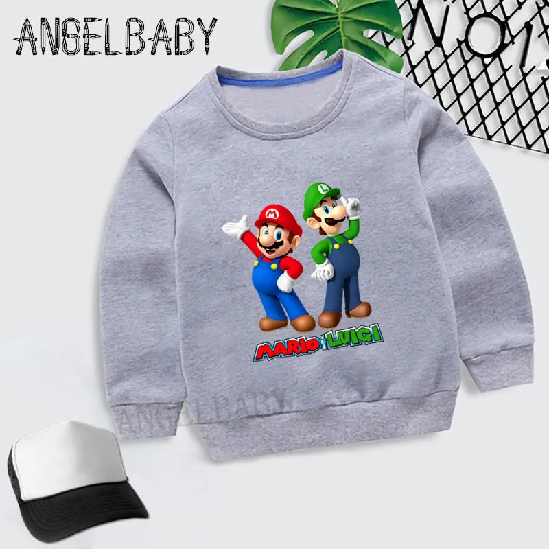 Kids Cartoon Super Mario With Luigi Hoodies Children Autumn Tops Baby Cotton Clothes,Boys Girls Sweatshirt KYT5175