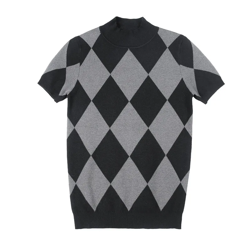Argyle Design Knit Sweater Pullovers 