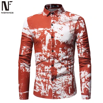 

Fashion Printed Male Shirt 2020 New Arrival Man Slim Tops Korean Style Boys Club Blusa Streetwear Men Shirts Long Sleeve Casual