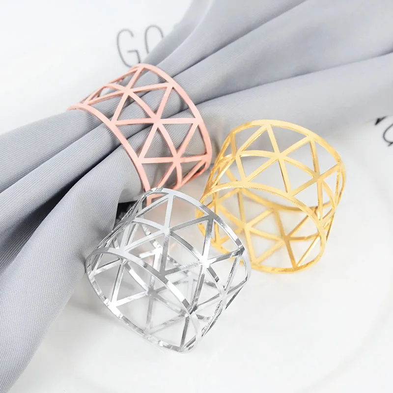 

5/6pcs Metal Hollow Napkin Rings Holder Gold/Pink/Sliver West Dinner Towel Napkin Ring For Christmas Wedding Party Table Decor
